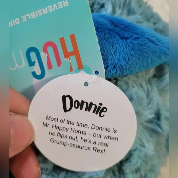 Reversible Donnie the Dino Plush 9" New Happy Angry - Picture 6 of 6
